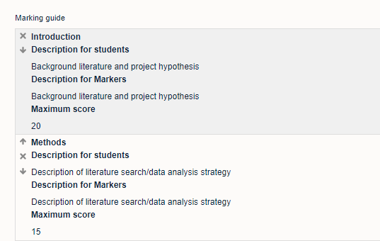 example of  a marking guide