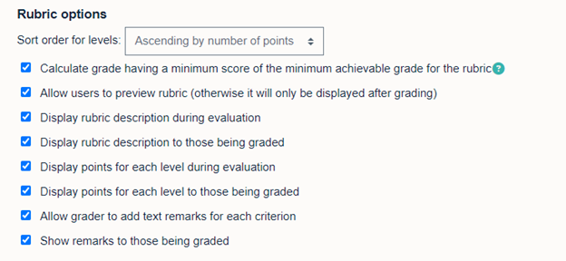 rubric options