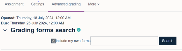 Tick the box for the template you want to use for the rubric