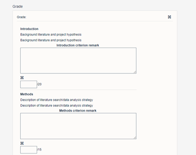 When marking using a marking guide there is a feedback box and a area to grade each section