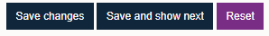 save changes, save and show next and Reset options shown after marking wiht rubric