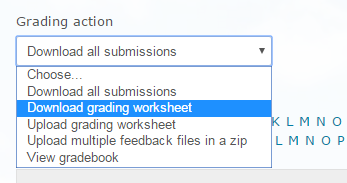 Download grading worksheet from dropdown