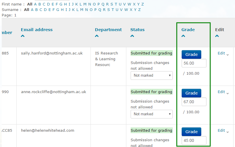 Grades are now in Moodle