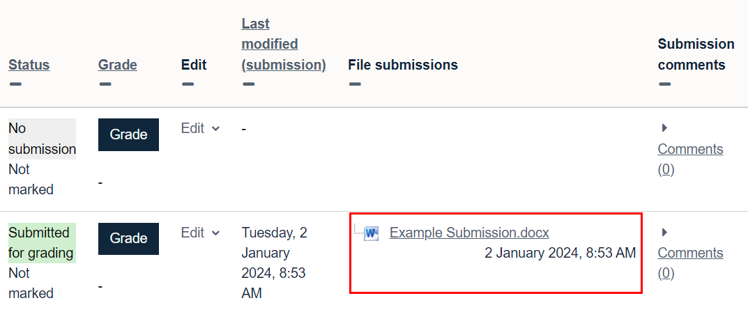 Showing feedback files successfully uploaded in bulk to the Moodle Assignment