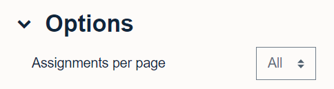 Setting options to show all assignments on one page within Moodle assignment.