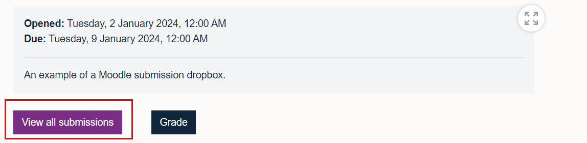 View all submissions button on Moodle Assignment