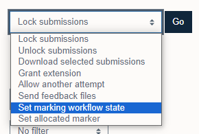 Selecting the marking workflow state for selected students