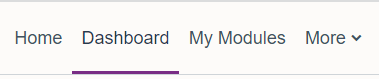 the header showing home, dashboard, my modules and more.