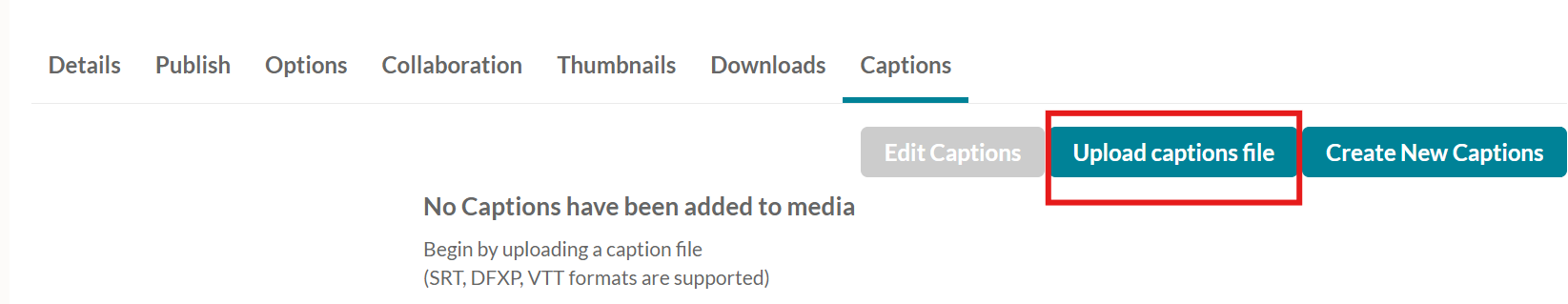 Uploading captions file
