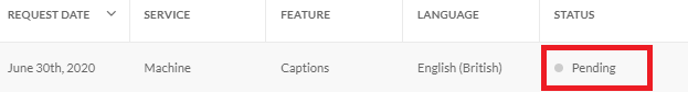 Pending status for captions