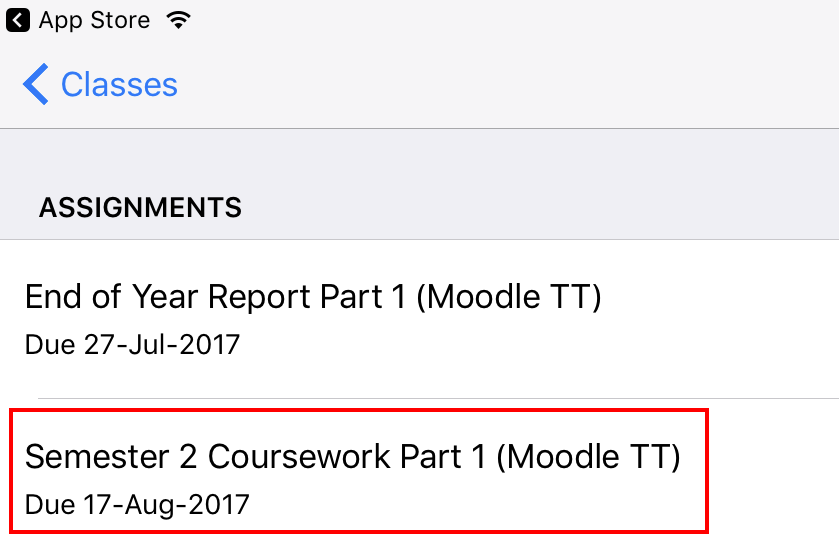 Assignment options in the Turnitin app