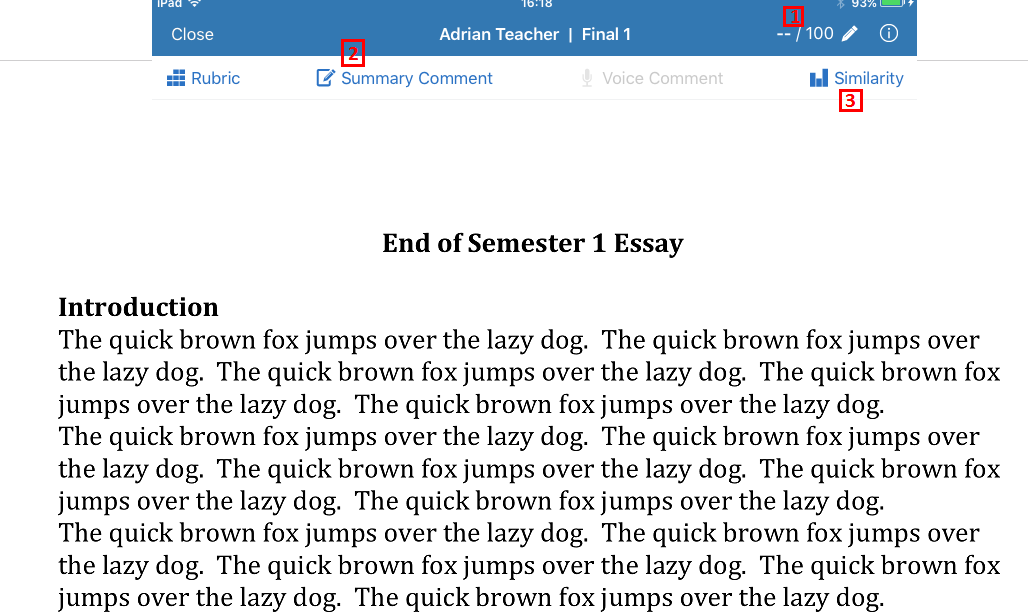 Example of assignment in Turnitin