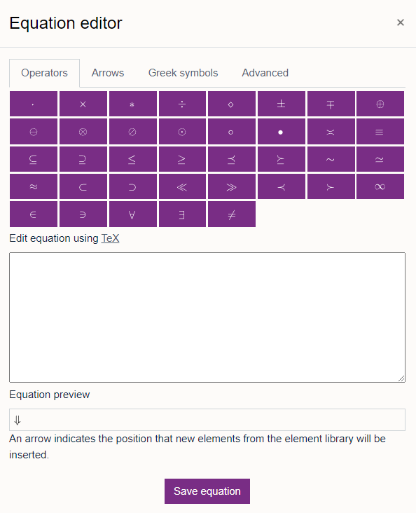 Equation Editor pop up window