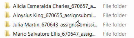 Folders with student assignment submissions