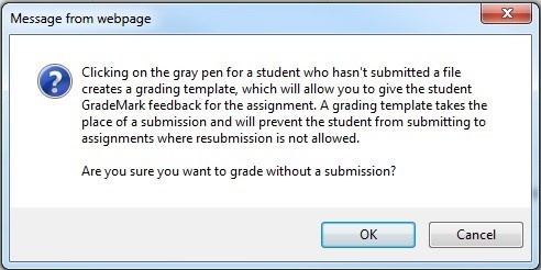 Grade without submission warning pop up