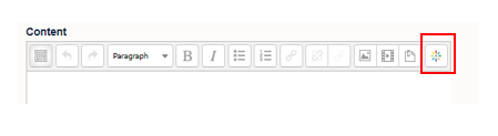 The 'Embed Kaltura Media' button within the editing page of a new entry of a database.