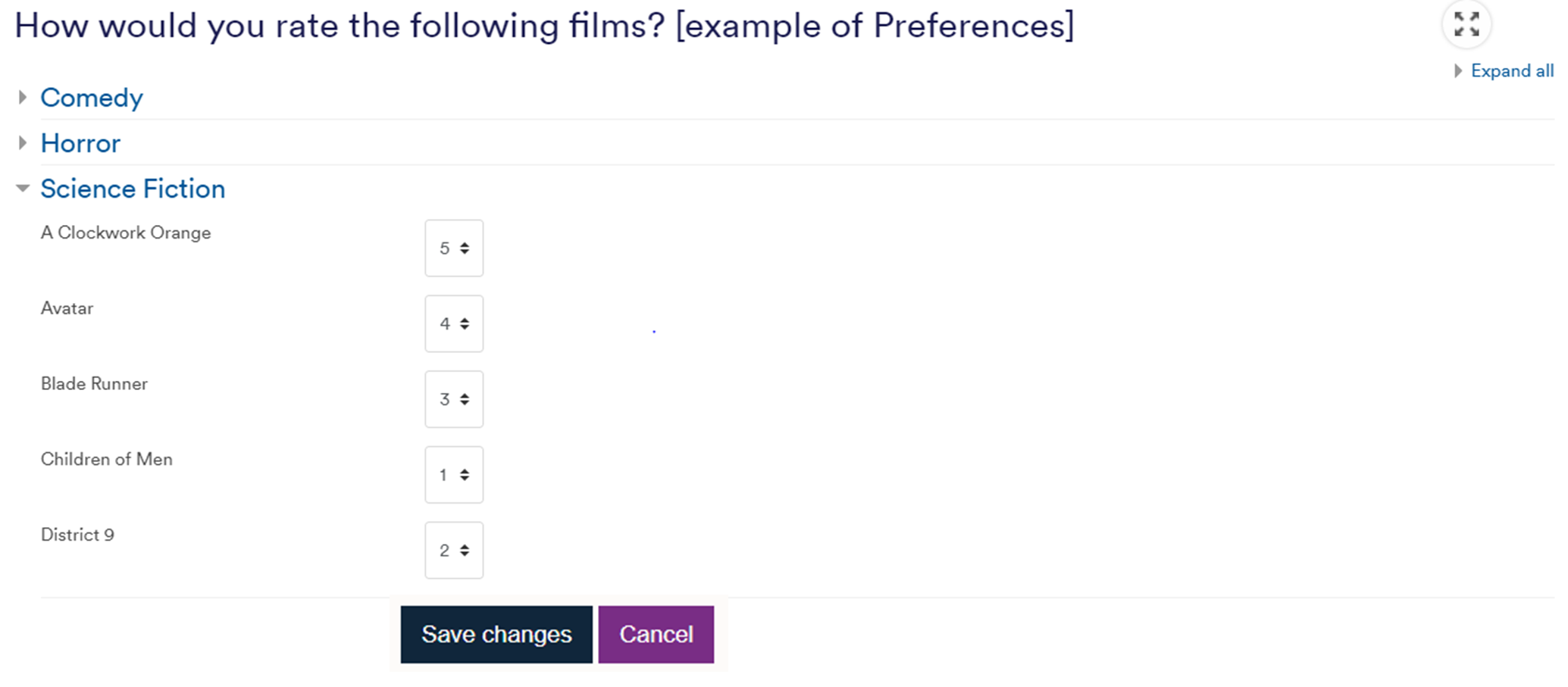 Example of a preference vote.