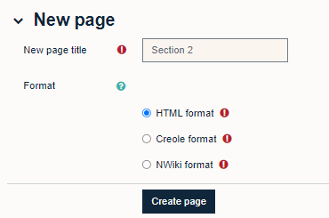 Create new page window.