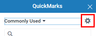 Cogwheel icon in QuickMarks screen