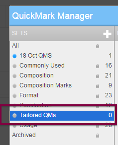 Selecting new QuickMark set