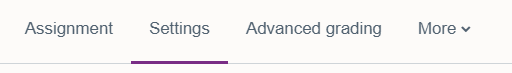 Once in the assignment dropbox there is the option to select settings from the row under the header