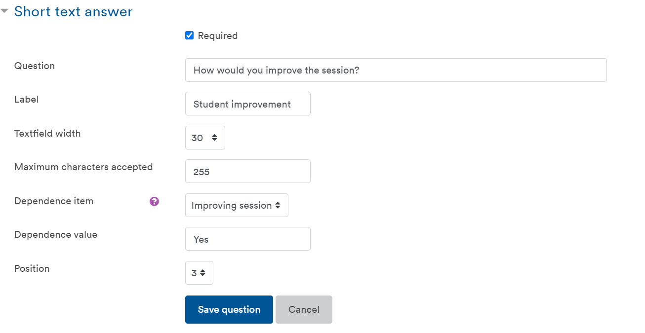 Creating a dependent question.