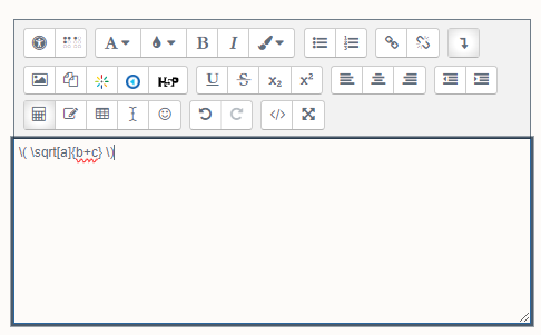 Atto editor with equation in the text field