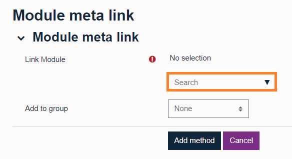 Search option under Module meta link