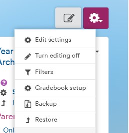 Gradebook setup in cogwheel menu