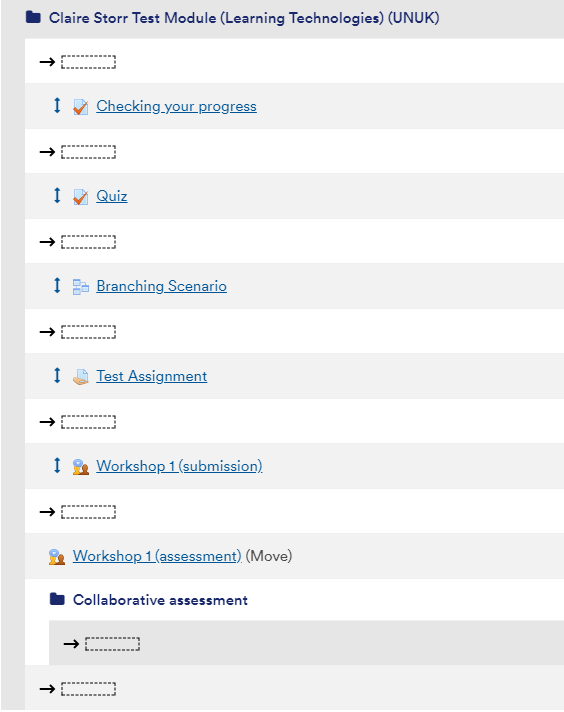 Selecting where to move an assignment to