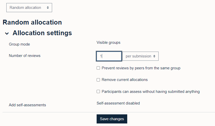 Random allocation settings