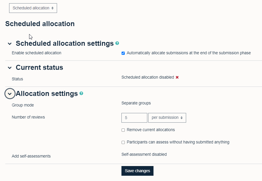 Schedule allocation settings