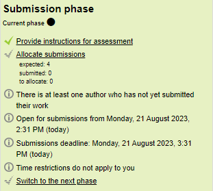 Showing submission phase summary