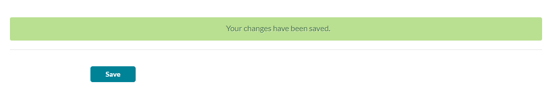 Saved changes message