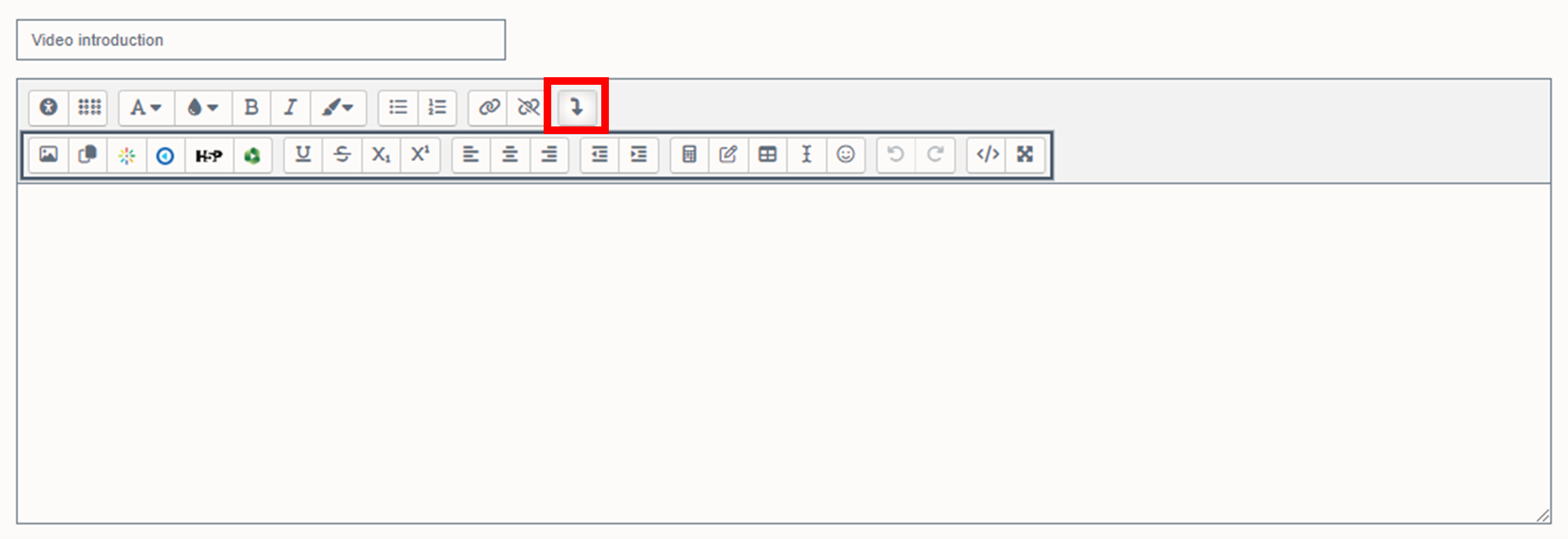 The 'add more buttons' option on the top row of the toolbar reveals more formatting options when selected.