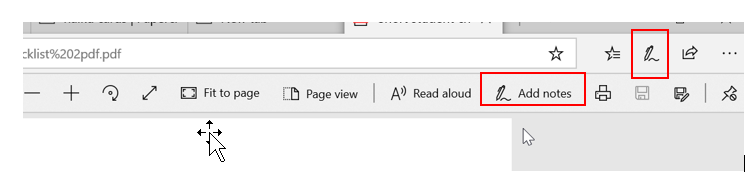 Add notes button in Edge