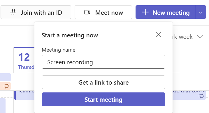 Giving the meeting a name in Microsoft Teams