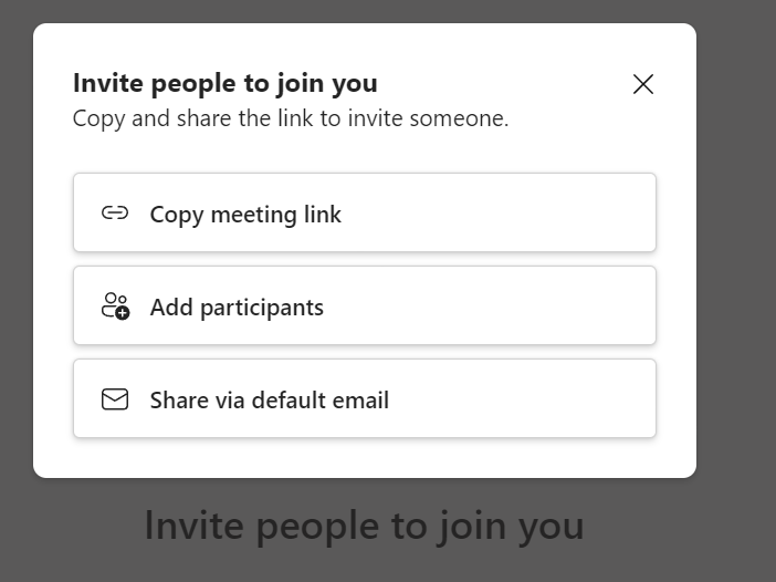 Options for inviting people to meeting