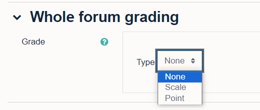 drop down menu in whole forum grading with the options of point or scale.