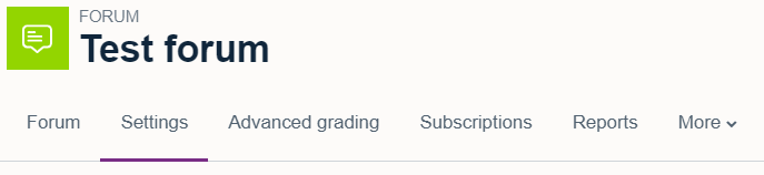 The settings tab located underneath the forum title