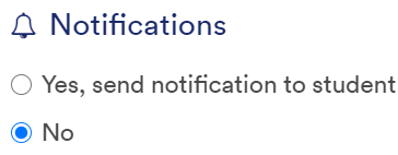 Notifications options