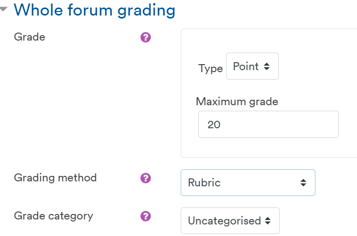 Selecting rubric as grading method