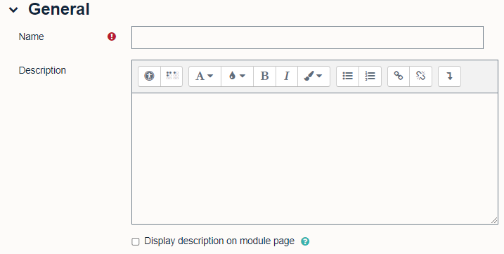 Giving a H5P activity a name and a description