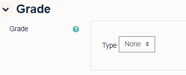 Grade settings set to None for a new H5P activity