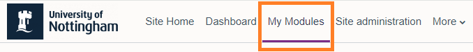 My Modules Tab on Moodle Dashboard