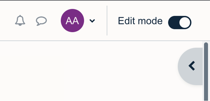 Screenshot showing the toggle switch which enables Edit Mode in Moodle.