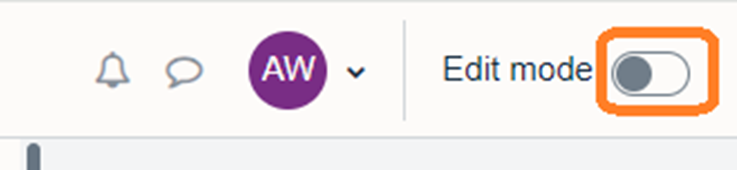 Where to click to turn the editing button on in Moodle.