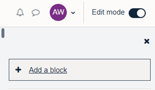 Where to add a block in Moodle.