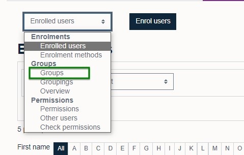 Dropdown menu for groups in a module