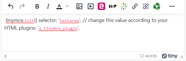 Code editing in TinyMCE editor